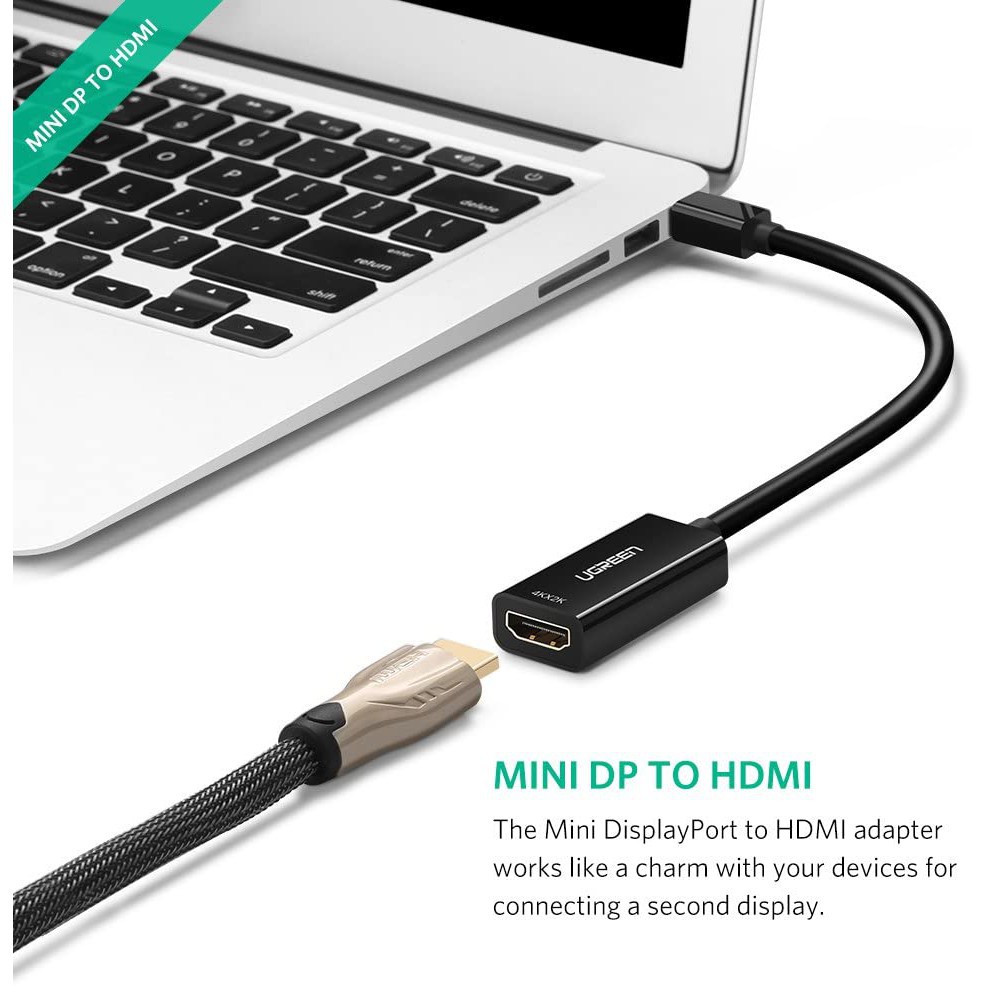 UGREEN 40360 - Cáp Chuyển Mini Displayport Sang HDMI hỗ trợ Full HD - Màu Đen ✔HÀNG CHÍNH HÃNG ✔