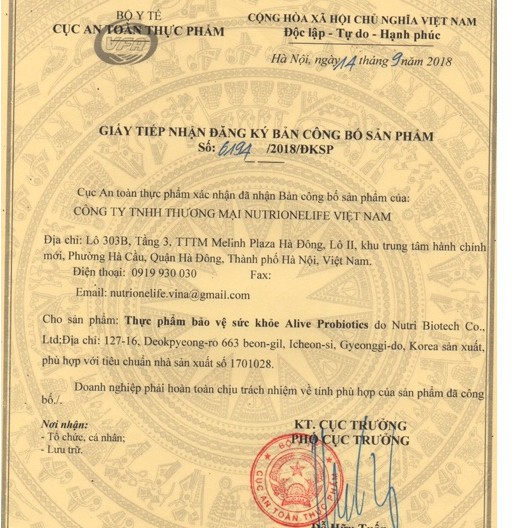 Men Vi Sinh Alive Probiotics Hàn Quốc