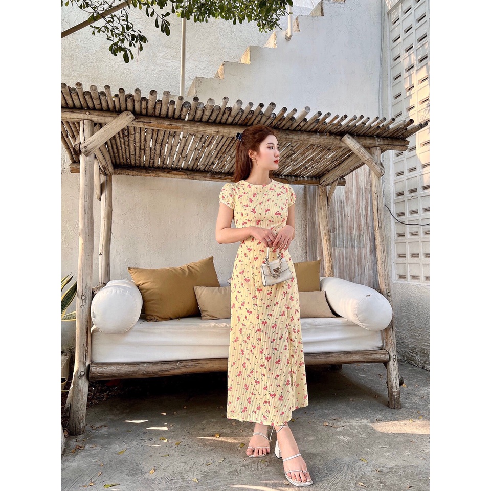 Đầm Hoa Dập Xẻ Bên