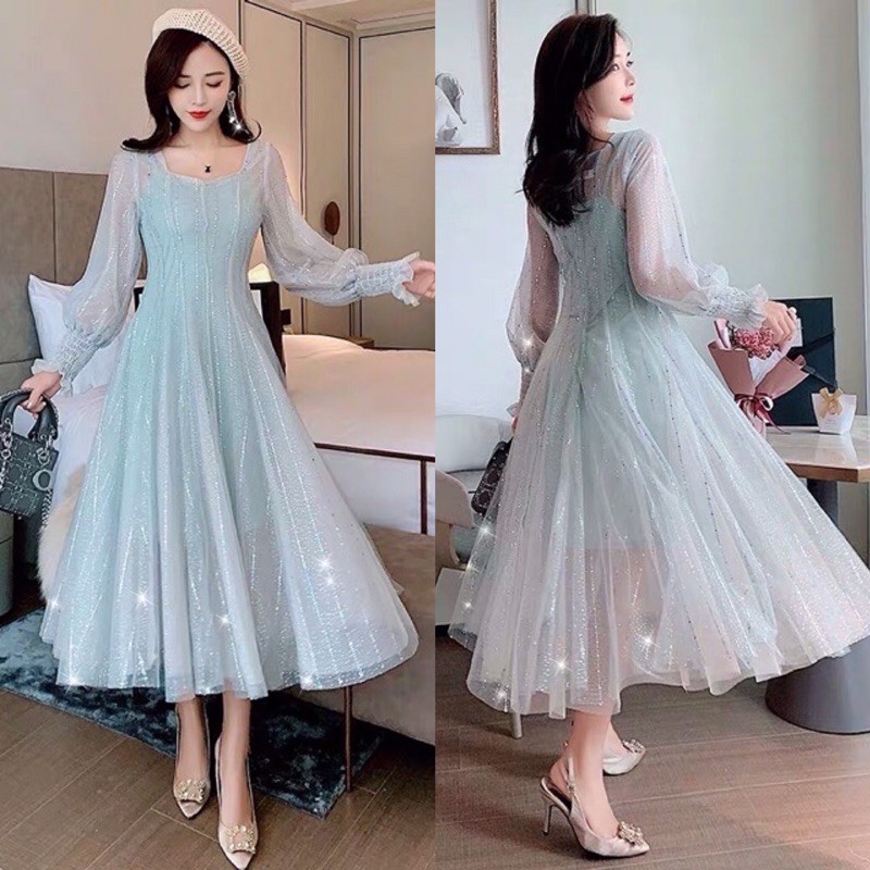 [Loại xịn] VÁY IU- VÁY DÀI LẤP LÁNH BLINK BLINK- VÁY CÔNG CHÚA TIỂU THƯ VINTAGE PROM KỶ YẾU