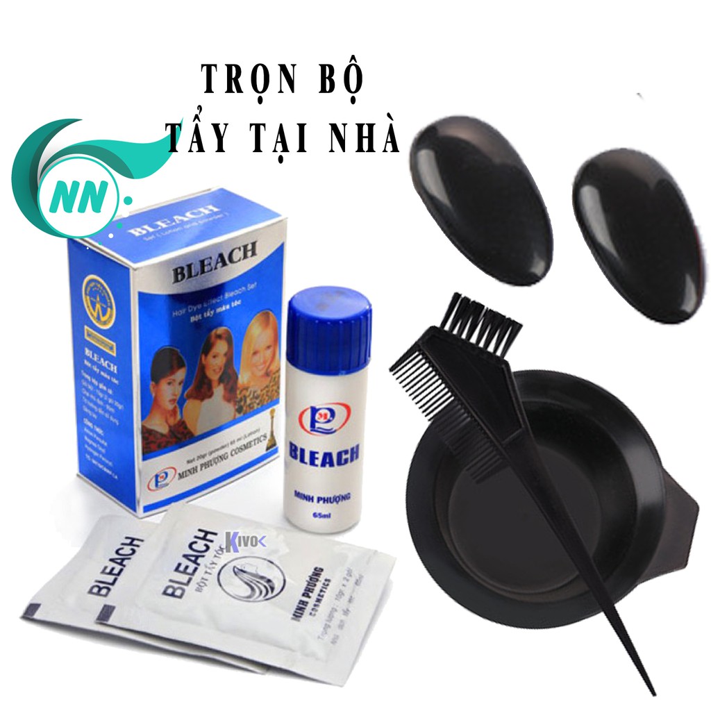 Bột Tẩy Tóc Trọng Lượng 20g + 60ml Dung Dịch + 1 cặp bao tay + 1 bát nhuộm + 1 chuổi nhuộm + 1 cặp chụp tai nhưa