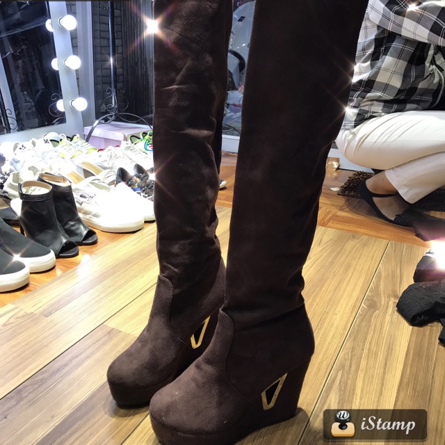 Boot xuồng cao trên gối (Ảnh thật nâu + đen) 