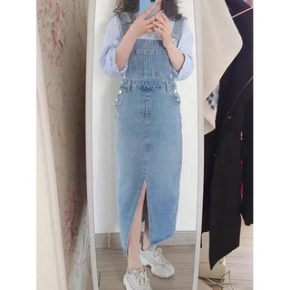 [SẴN] Yếm Jeans Dáng Dài Xẻ Tà