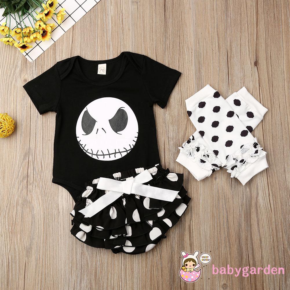 Set áo liền quần tam giác + chân váy + tất ống chân giữ ấm cho bé gái