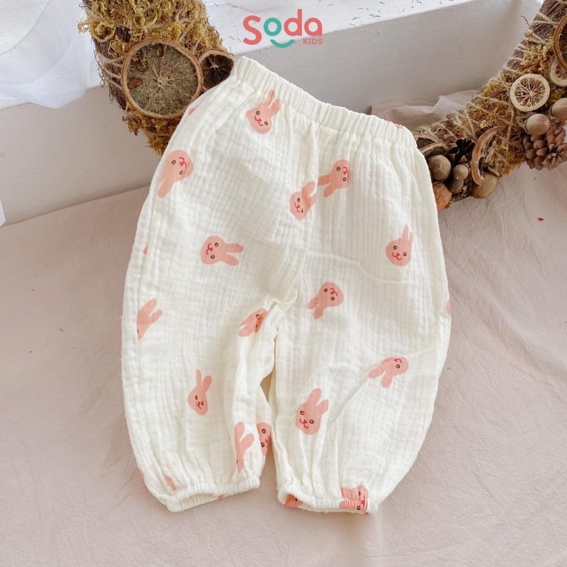 vải xô muslin con thỏ hồng tai dài mềm mịn chuẩn loại 1 may khăn yếm cho bé sơ sinh