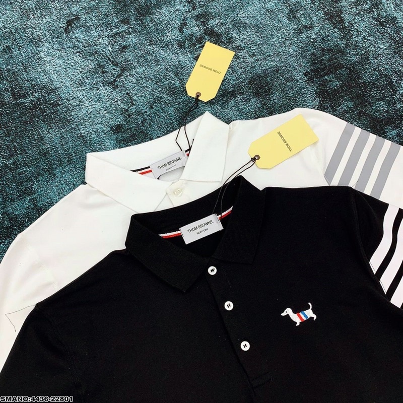 Áo Polo Nam Thom Browne Thêu Dog Viền Tay Cao Cấp - Áo Nam Polo Thom SPF Viền Tay