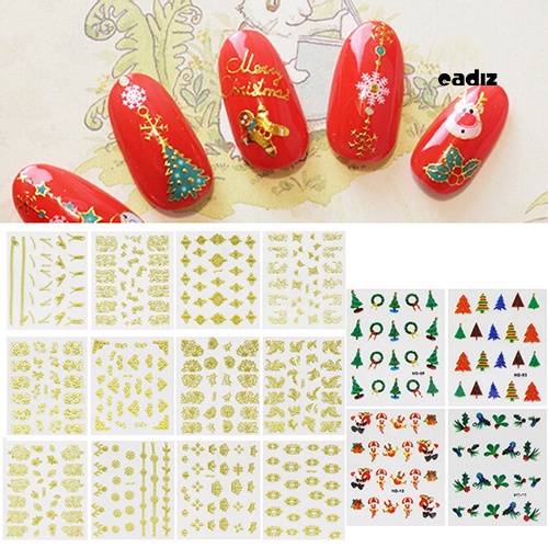 Set 12 Tấm Hình Dán 3D Chủ Đề Giáng Sinh Dùng Để Trang Trí Móng Nghệ Thuật DIY