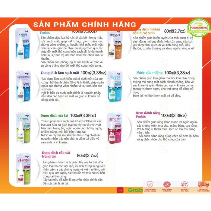 Forcans nước rửa sát trùng lỗ tai chó mèo ⚜ FREESHIP ⚜ Flea &amp; Tick Clean Ears 80ml ngừa rận ký sinh trùng gây viêm tai