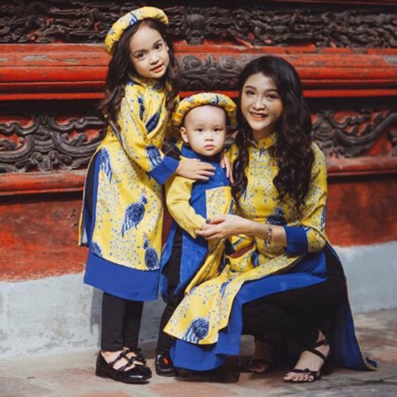 sét 2 bo ái dài cách tân cho mẹ và bé ( bé trai)