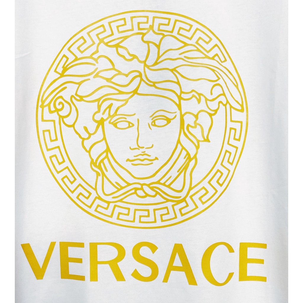 Áo Thun Ngắn Tay Cổ Tròn In Chữ Medusa Màu Vàng Phong Cách Mới Mùa Hè 2022 Cho Nam