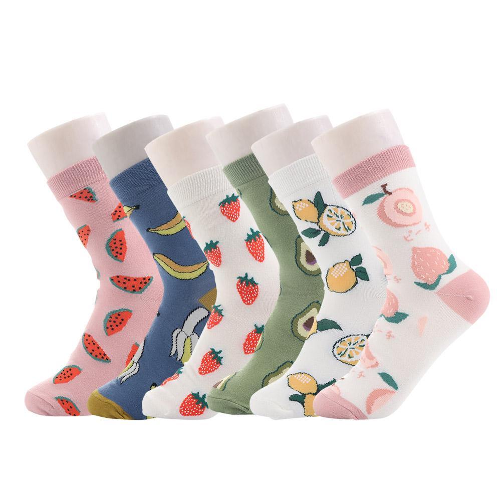 Vớ Cotton Họa Tiết Trái Bơ / Đào Phong Cách Đường Phố Hàn Quốc Cho Nữ