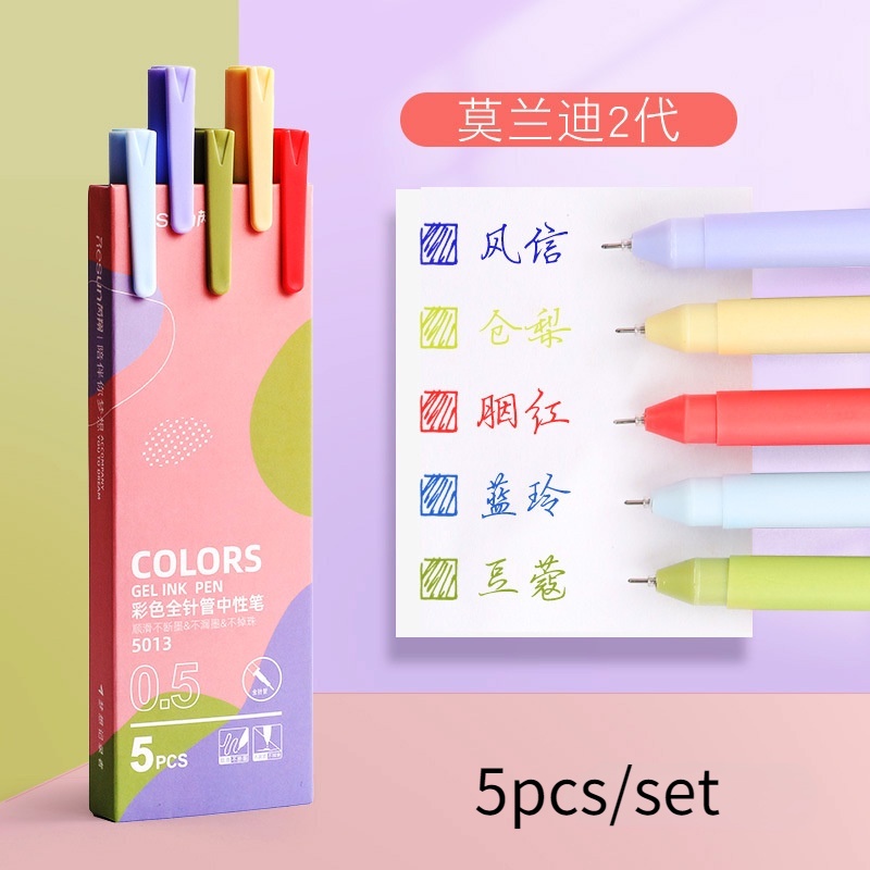Set 5 bút bi nhiều màu sắc kiểu dáng đơn giản