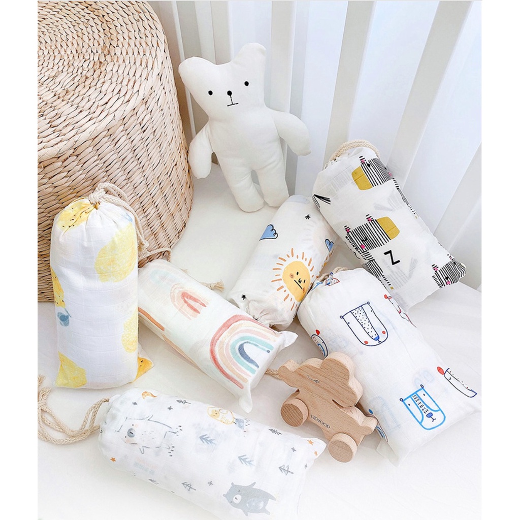 Chăn xô muslin 2 lớp đa năng cho bé RUNA KIDS - Chất liệu Muslin cao cấp, mềm mại, thấm nước nhanh, an toàn cho da bé