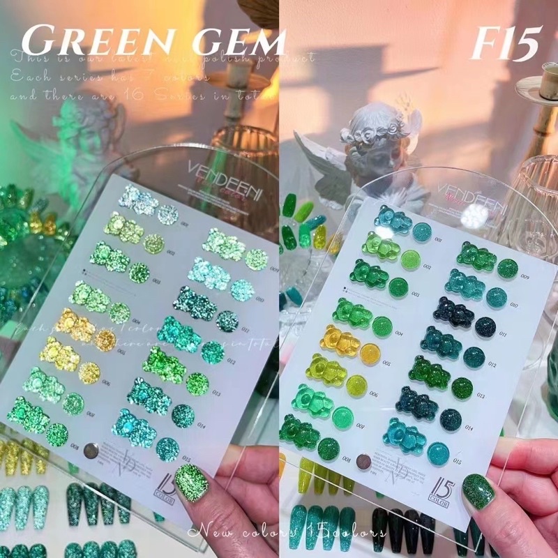 sơn gel flash vendeeni mã F15 set 15 màu kèm bảng màu