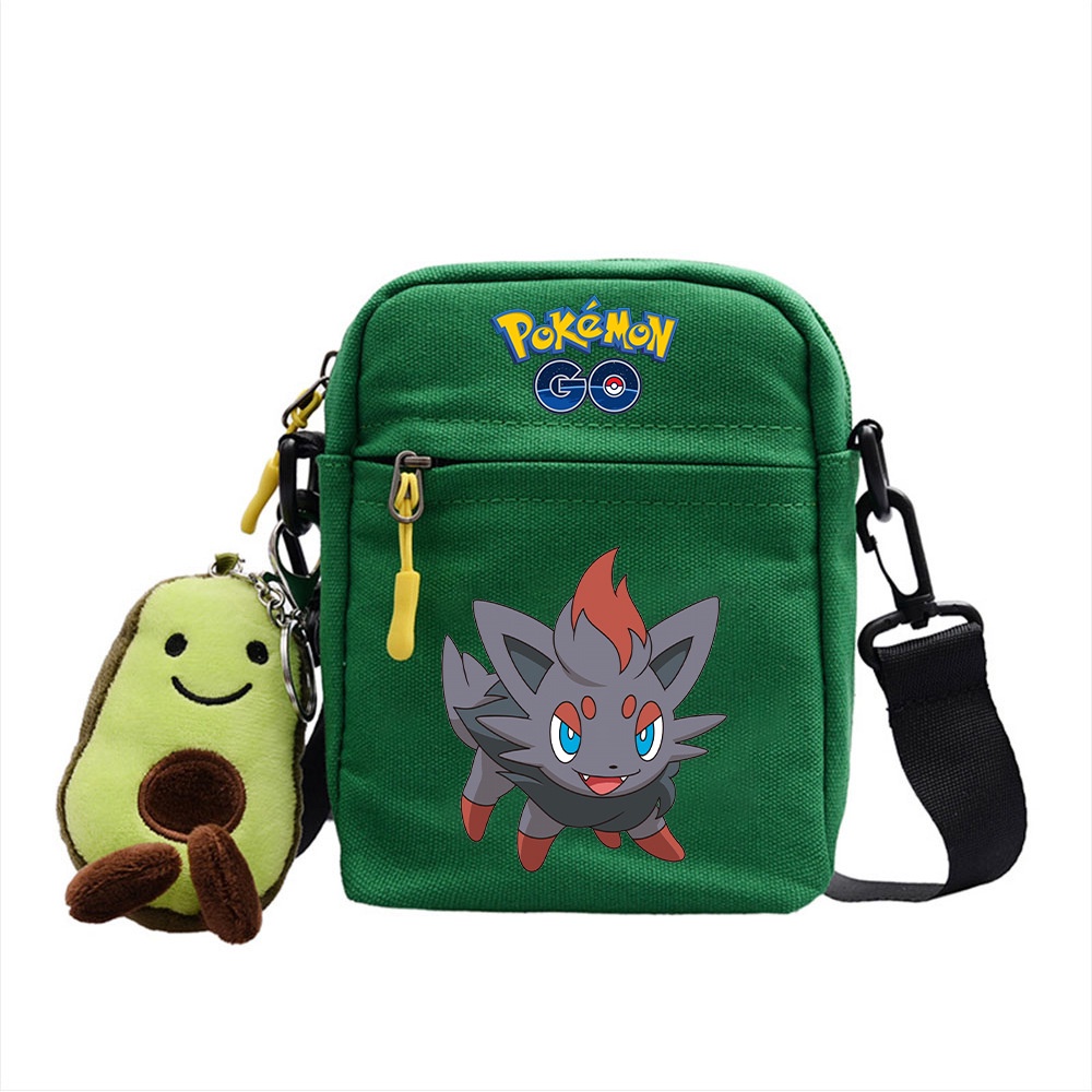Túi Đeo Chéo Vuông Nhỏ In Hình Pikachu Pokemon Cho Nam Nữ