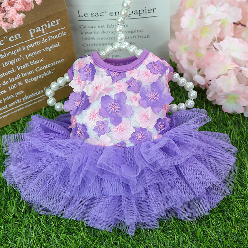 Đầm Công Chúa Xuân Hè Bằng Cotton Nguyên Chất Phối Ren Thoải Mái Hợp Thời Trang Cho Thú Cưng