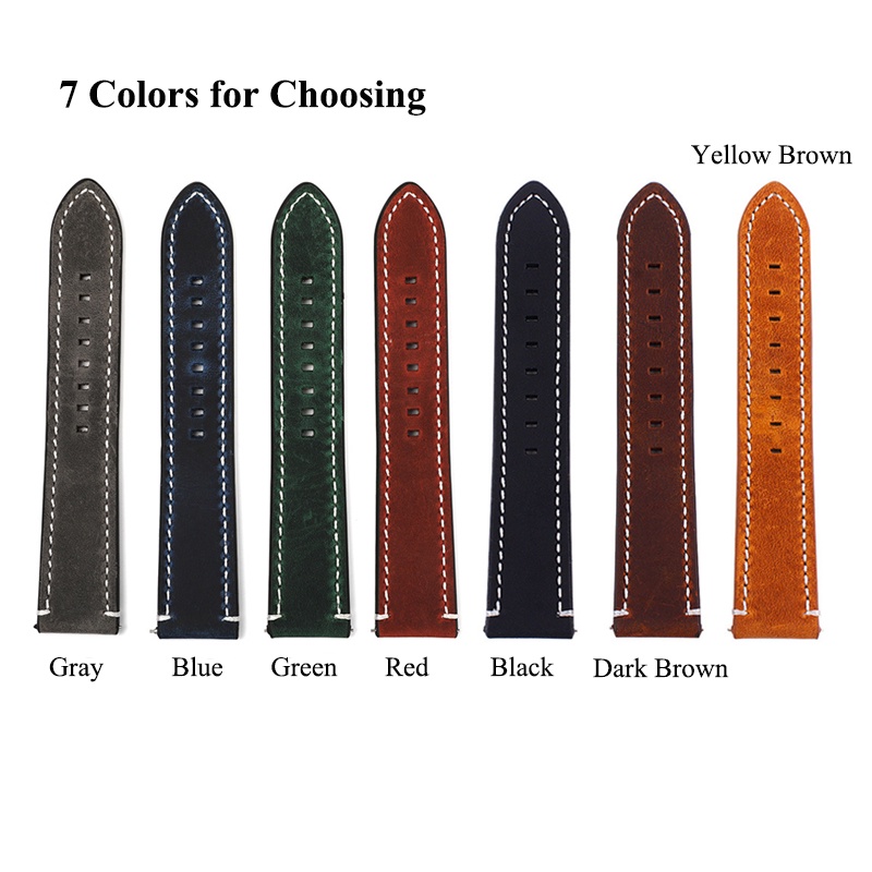 Dây Đeo Da Thật 18mm 20mm 22mm Phong Cách Vintage Dành Cho Đồng Hồ