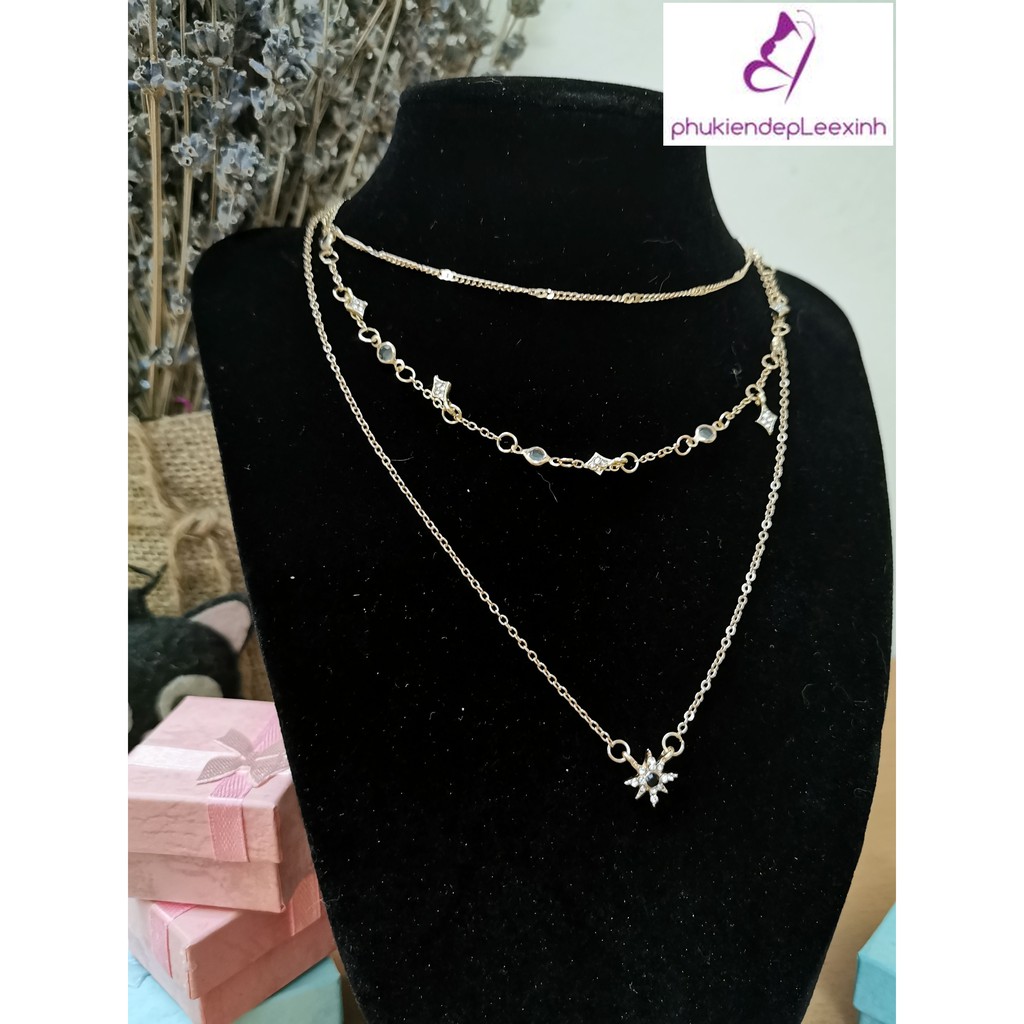 Vòng cổ 3 tầng hot trend hình sao combo được mua hộp quà 5k Phụ kiện Đẹp Leexinh