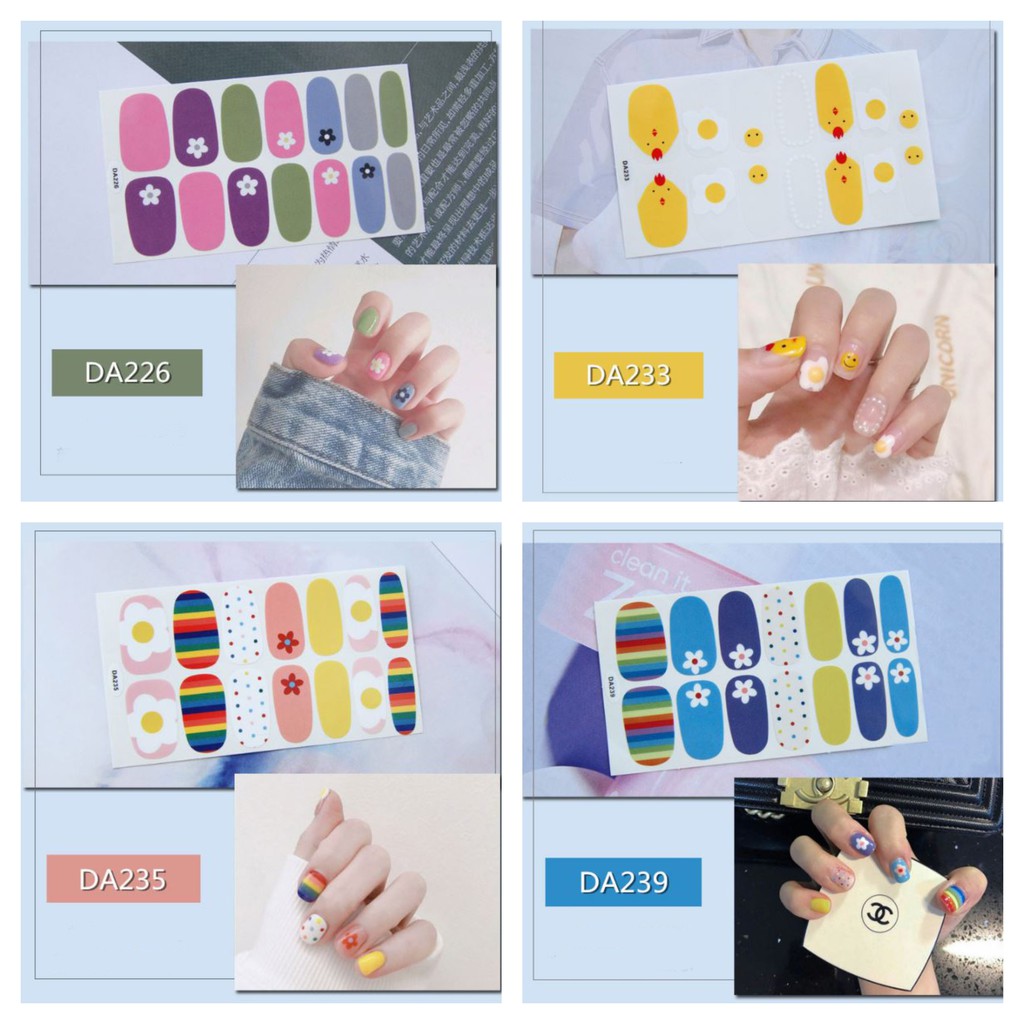 Sticker Dán Móng Tay set 14 miếng siêu xinh tiện lợi không thấm nước Nail Decals - Phần 2