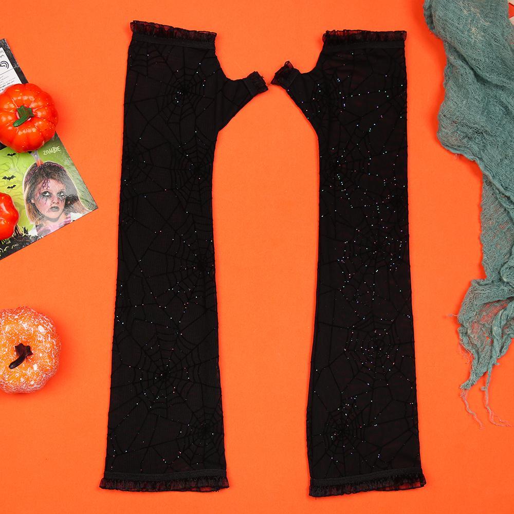 1 Cặp Găng Tay Dài Co Giãn Mạng Nhện Trang Phục Hóa Trang Cho Nữ