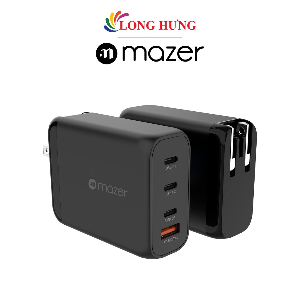 Cốc sạc Mazer Infinite.Boost SuperMINI 3Type-C 1USB GaN PD120W M-GAN120W Hàng chính hãng