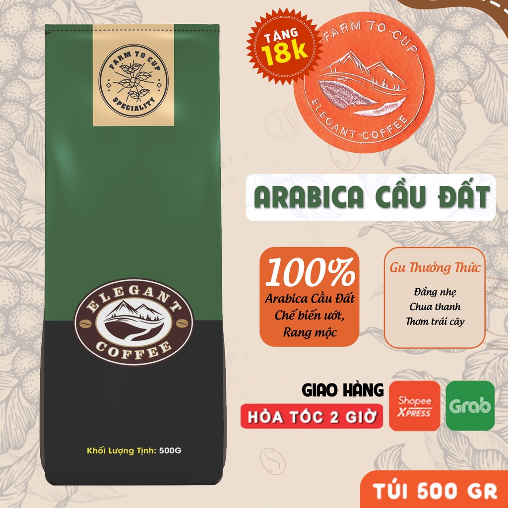 Cà phê Arabica Cầu Đất nguyên chất 100% hậu vị ngọt thơm quyến rũ gói 500g Pha Máy - Cold Brew và Drip