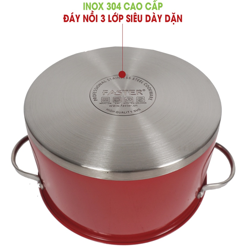 Bộ Nồi Chảo cao cấp Faster RUBY ✅ 5 món chuyên dụng cho bếp từ, inox 304