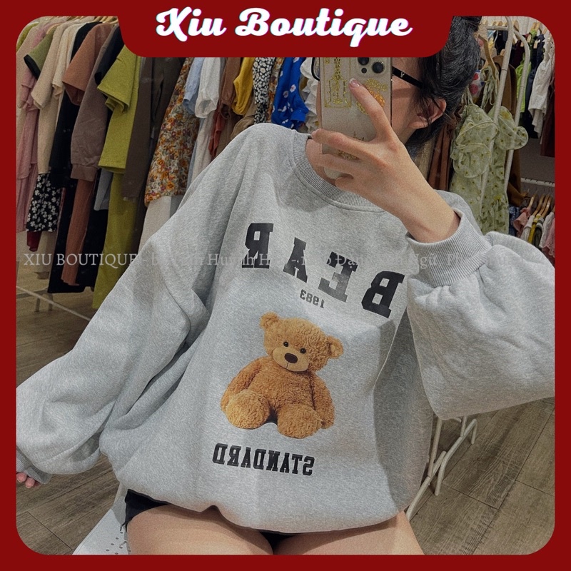 Áo sweeter nỉ lót bông gấu bear quảng châu cao cấp