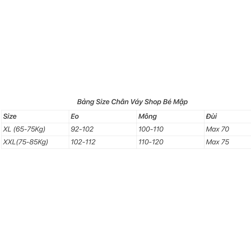 Chân Váy Chữ A Xếp Ly Xẻ Tà BigSize 65-85Kg