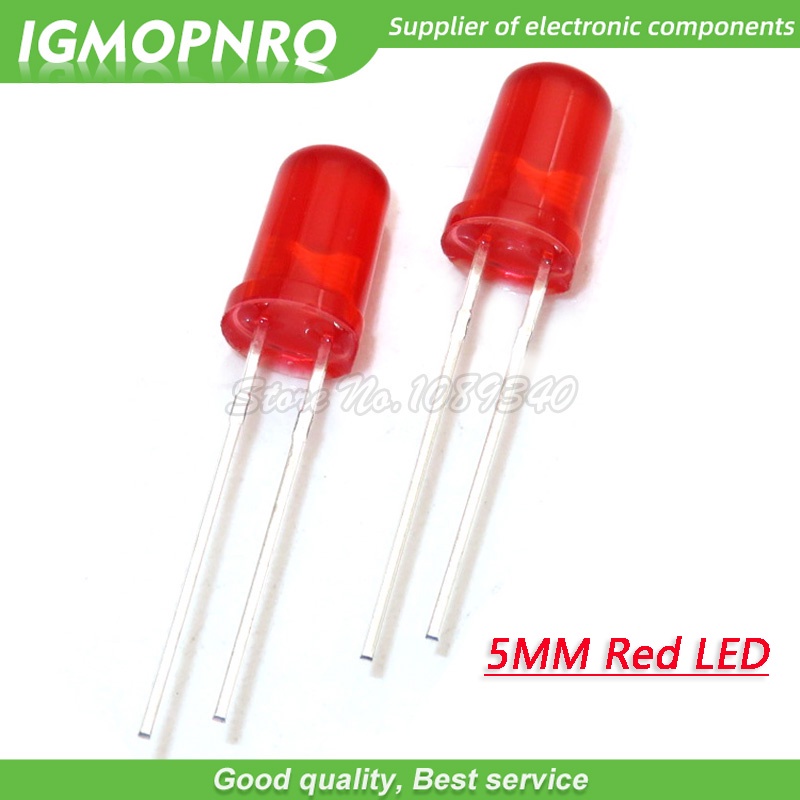 Set 100 Điốt Đèn LED Đầu Tròn 5mm 5mm Màu Đỏ / Vàng / Xanh Lá / Cam Nhạt Igmonrq