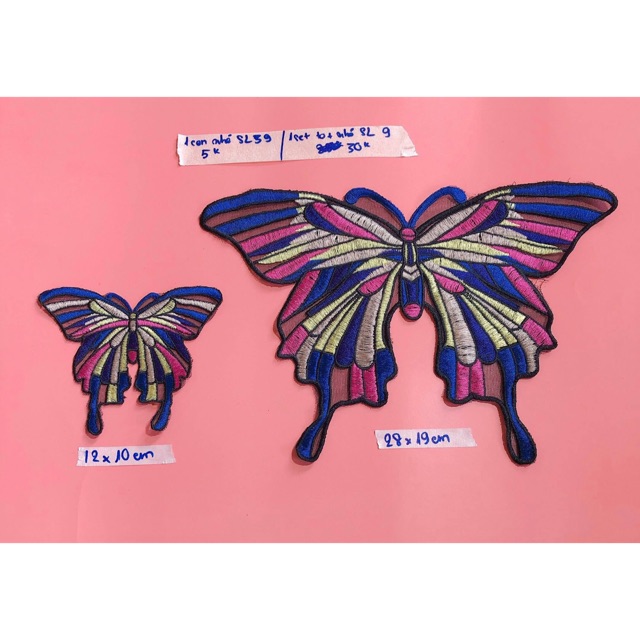 Sticker thêu hình bướm lớn nhỏ
