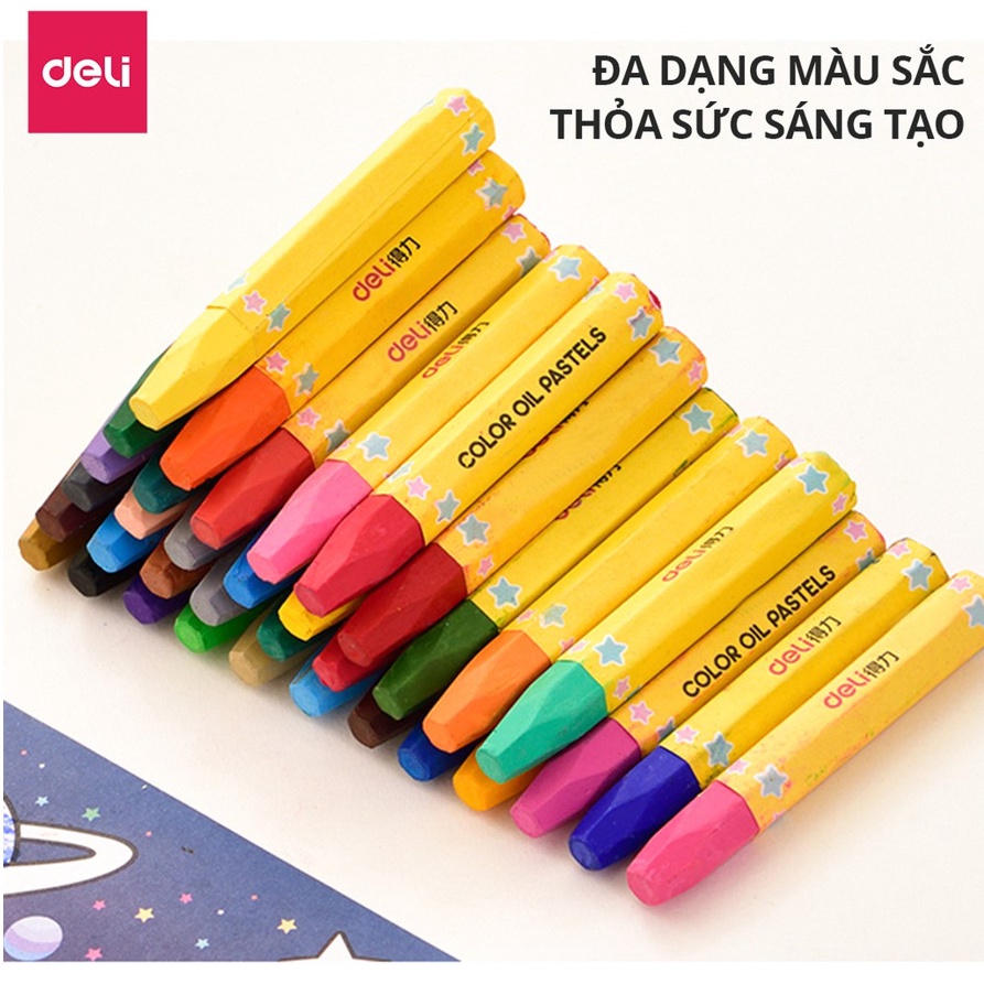 Sáp màu dầu cốc Deli - màu sắc tươi sáng, an toàn trẻ nhỏ -12/18/24 màu - 72090/72091/72092 Diệp Lạc