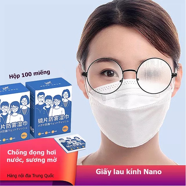 Giấy lau kính Nano hộp 100 miếng khăn giấy chống bám hơi nước, lau sạch nhờn vân tay bụi bẩn trên mắt kính, điện thoại