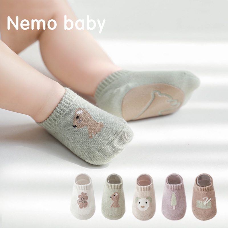 Vớ cotton Cổ Thuyền Ngắn Cách Nhiệt Thoáng Khí Chống Trượt In Họa Tiết Hoạt Hình Thời Trang Xuân Hè Cho Bé