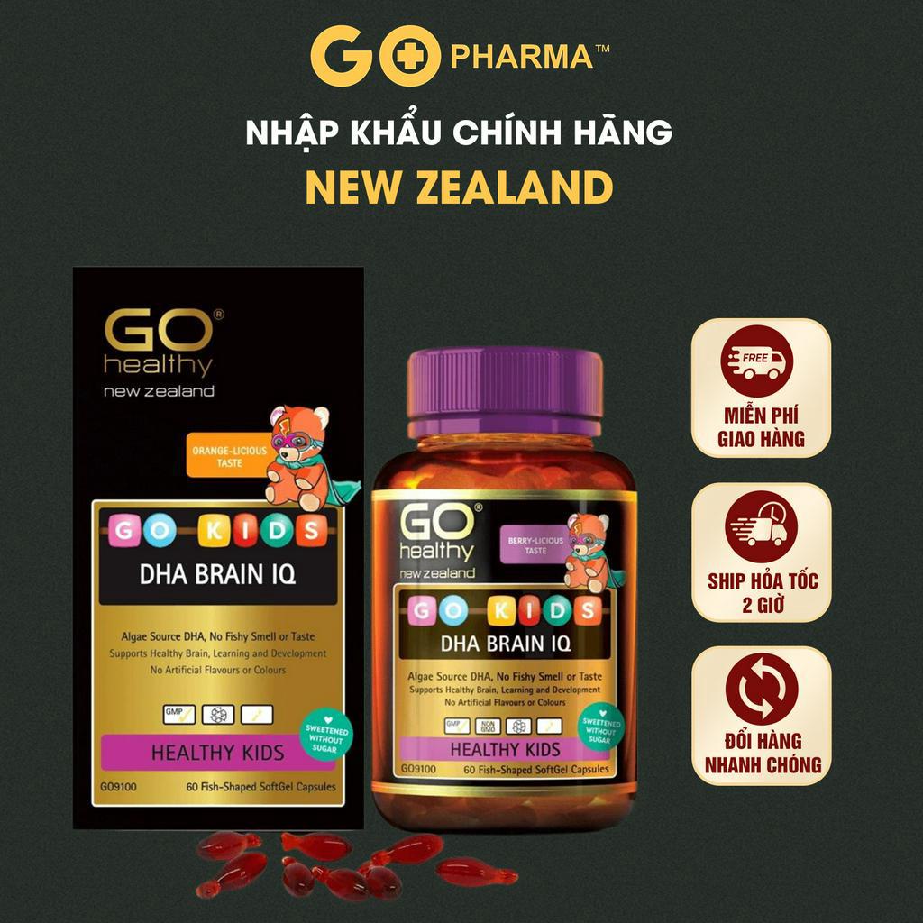 Viên bổ não và bổ mắt GO Healthy Go Kids DHA BRAIN IQ giúp phát triển não bộ và thị giác trẻ em hộp 60 viên - GO Pharma