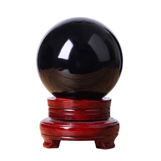 Bi cầu đen kèm đế gỗ xoay để bàn