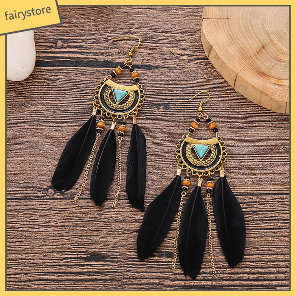 1 Đôi Bông Tai Lông Vũ Phong Cách Bohemia