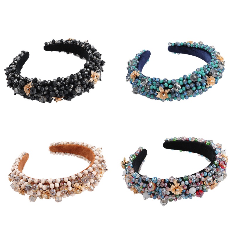 Băng Đô Cài Tóc Bản Rộng Đính Hạt Pha Lê Giả Phong Cách Baroque Cổ Điển