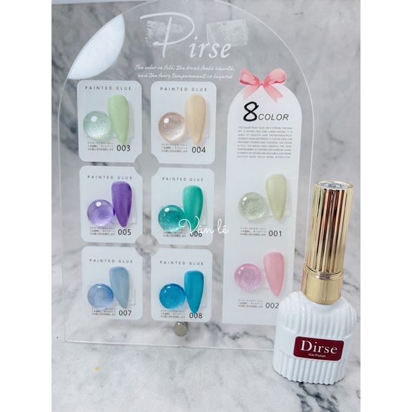 sơn gel xanh mắt mèo kim cương Dirse set 8 màu tặng kèm bảng màu