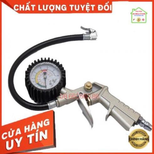 Vòi Bơm Xe Máy, Ô Tô Có Đồng Hồ Đo Áp Suất Lốp( SIÊU ĐẸP)