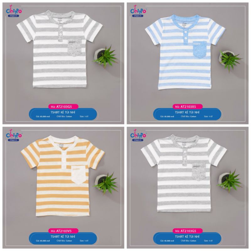 [Chippo] Áo T-shirt kẻ túi nhí