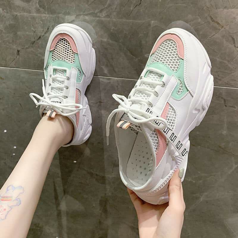 Giày thể thao nữ độn đế, thoáng khí hở gót dạng sục