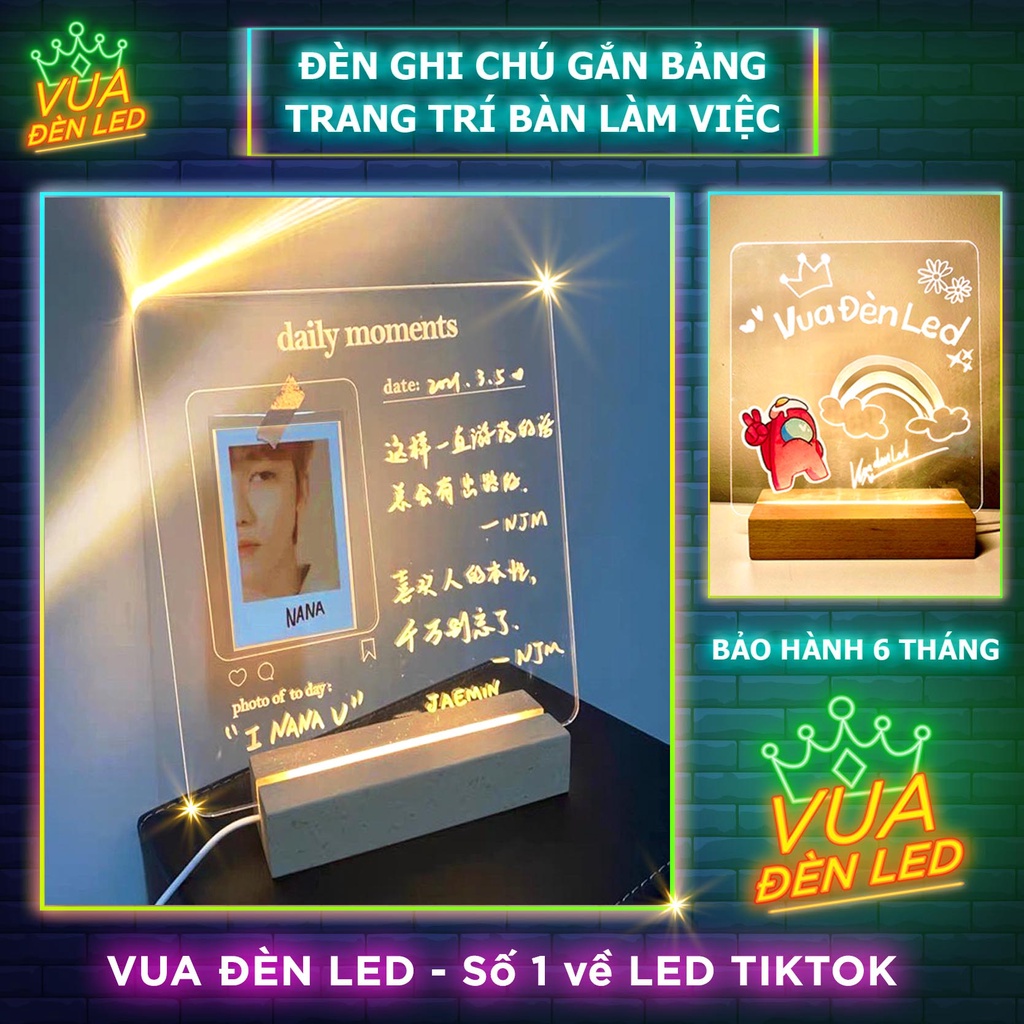 Đèn Ghi Chú Gắn Bảng Acrylic để bàn làm việc, làm đèn trang trí, đèn ngủ, làm quà tặng dễ thương