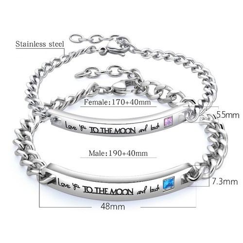 Bộ 2 Lắc Tay Cặp Đôi Titan Ko Đen TT 2488