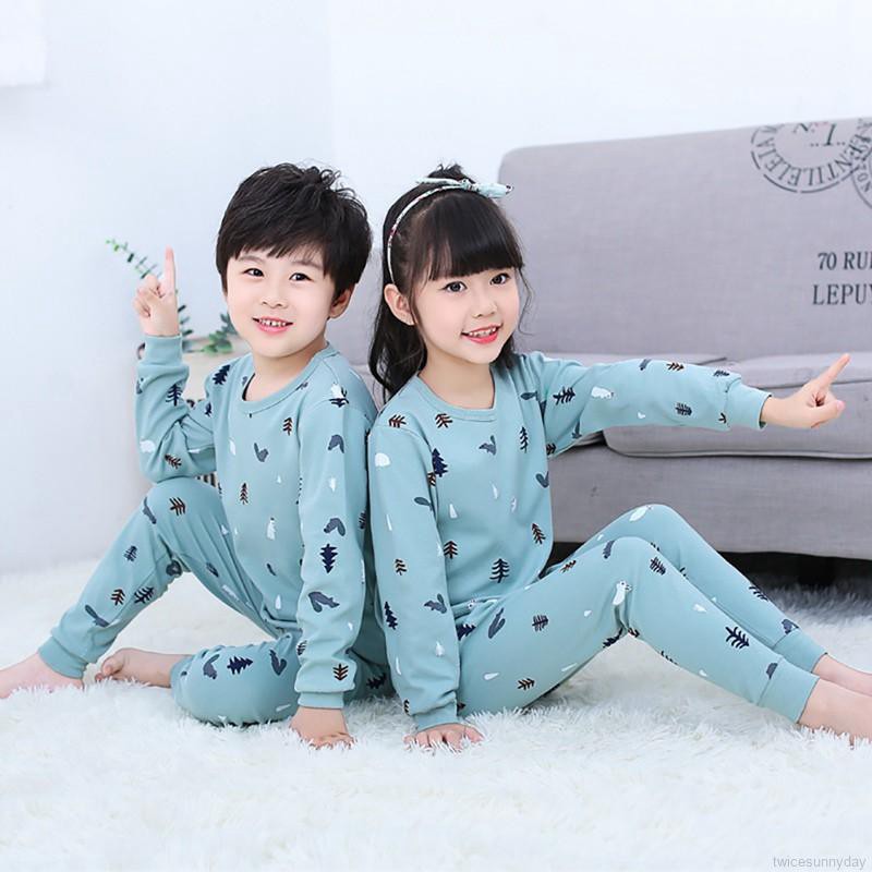 Bộ đồ ngủ dài in hoạt hình dễ thương cho bé