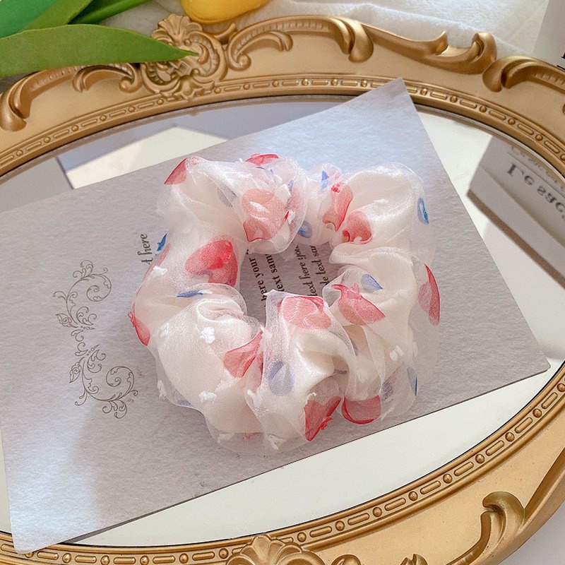 Dây cột tóc vải scrunchies chấm tròn siêu dễ thương DVC