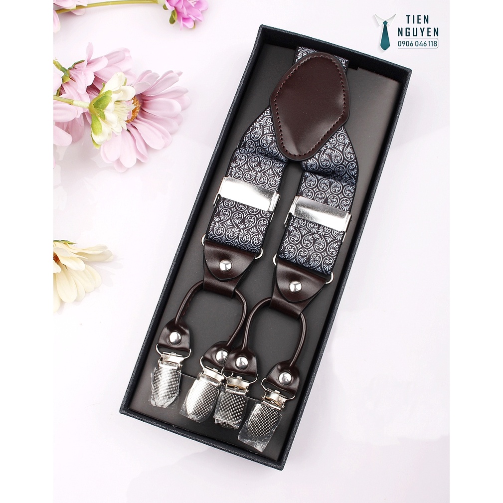 Dây đeo quần nam chữ Y 3.5cm 6 clip khóa kẹp - dây yếm quần nam cao cấp - Tien Nguyen