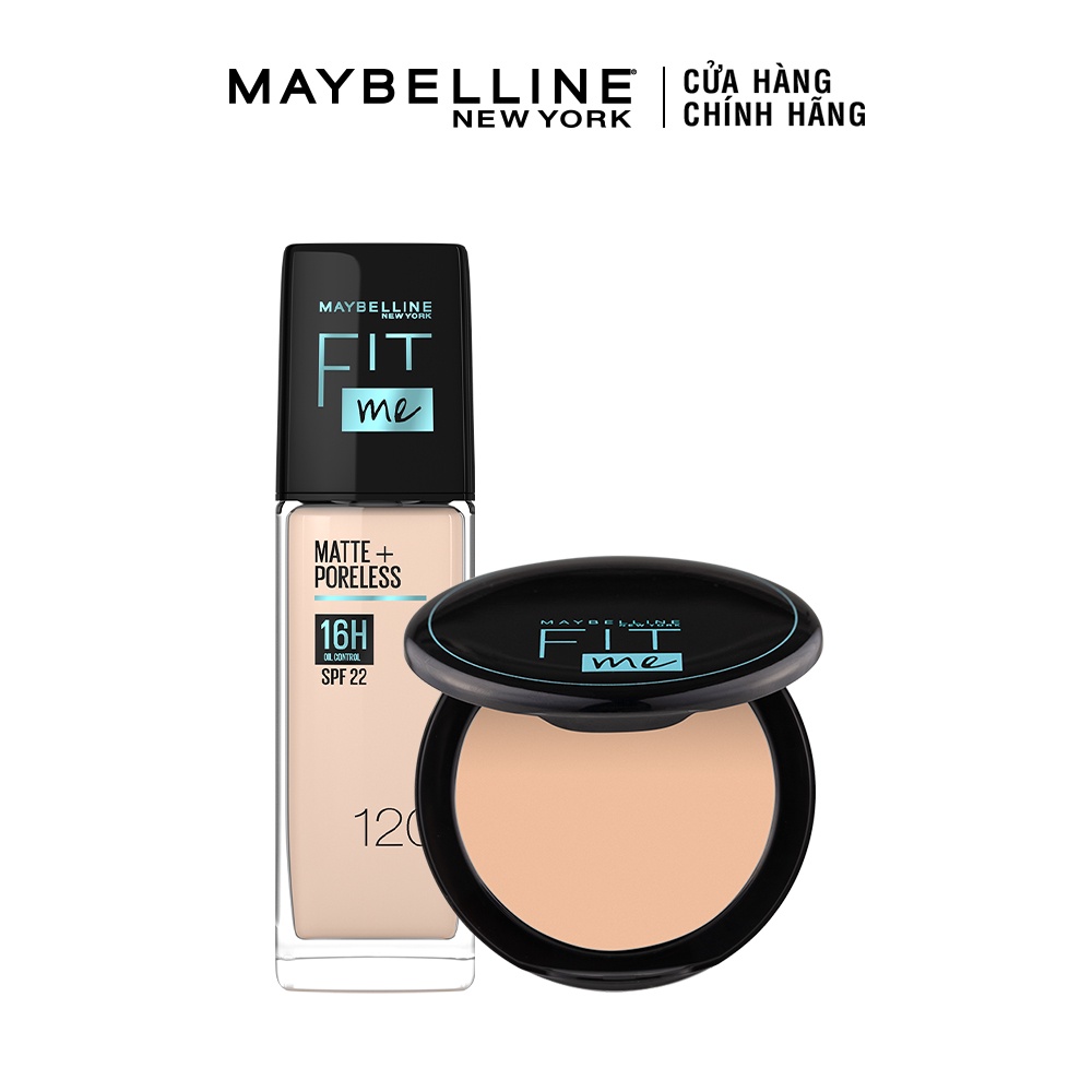 Kem Nền Mịn Nhẹ Kiềm Dầu Fit Me 30ml và Phấn Nền Kiềm Dầu Chống Nắng 12H Fit Me Maybelline New York 6g