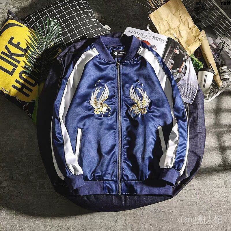 Áo Khoác Bóng Chày Thêu Hình Chim Hạc Thời Trang Thu Đông Cho Nam