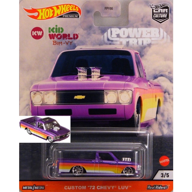 Xe mô hình Hot Wheels Premium Car Culture Power Trip Series Custom '72 Chevy LUV GJR03, bánh cao su.